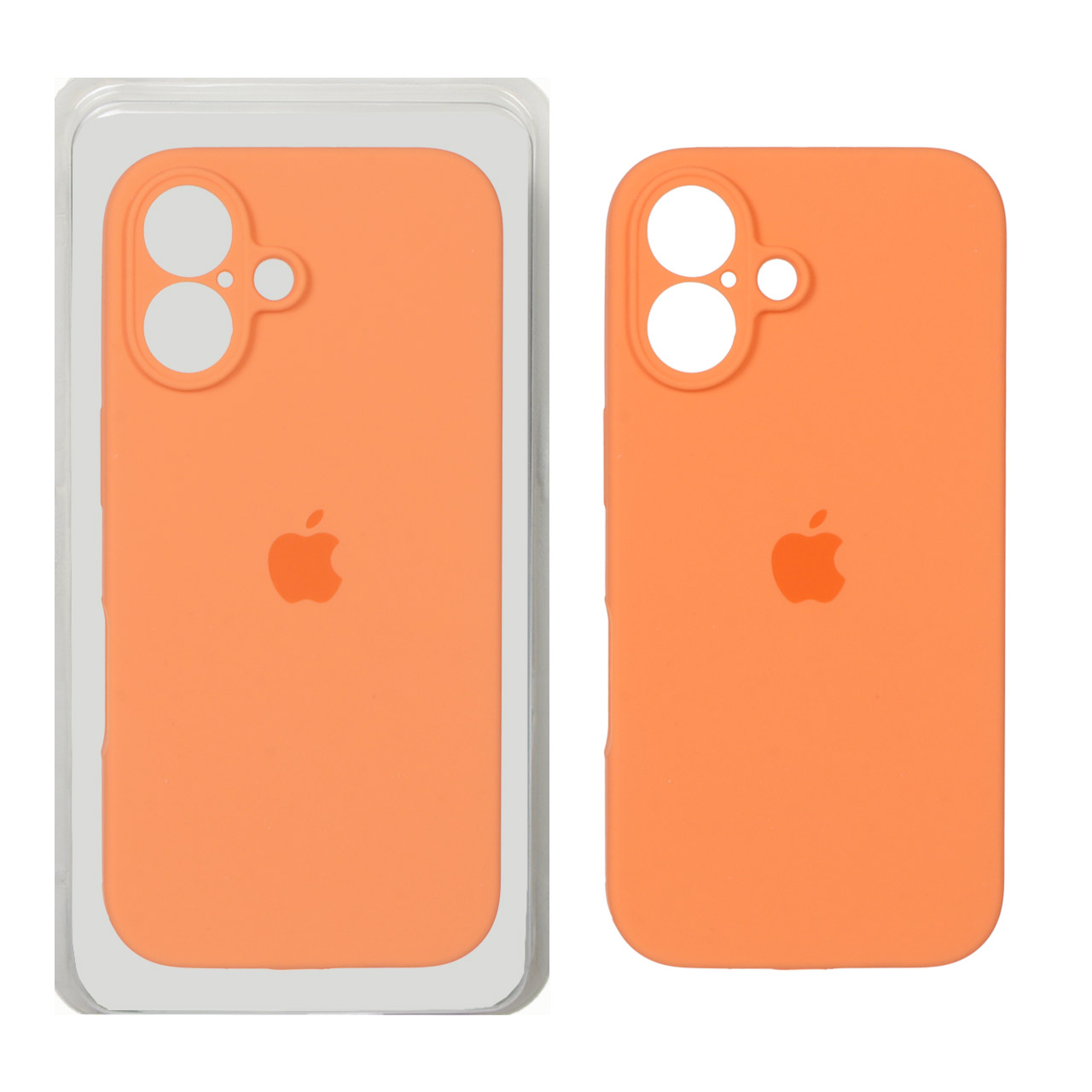 قاب سیلیکونی پاک کنی محافظ لنزدار اورجینال Apple iPhone 16 - نارنجی روشن (پک اصلی)